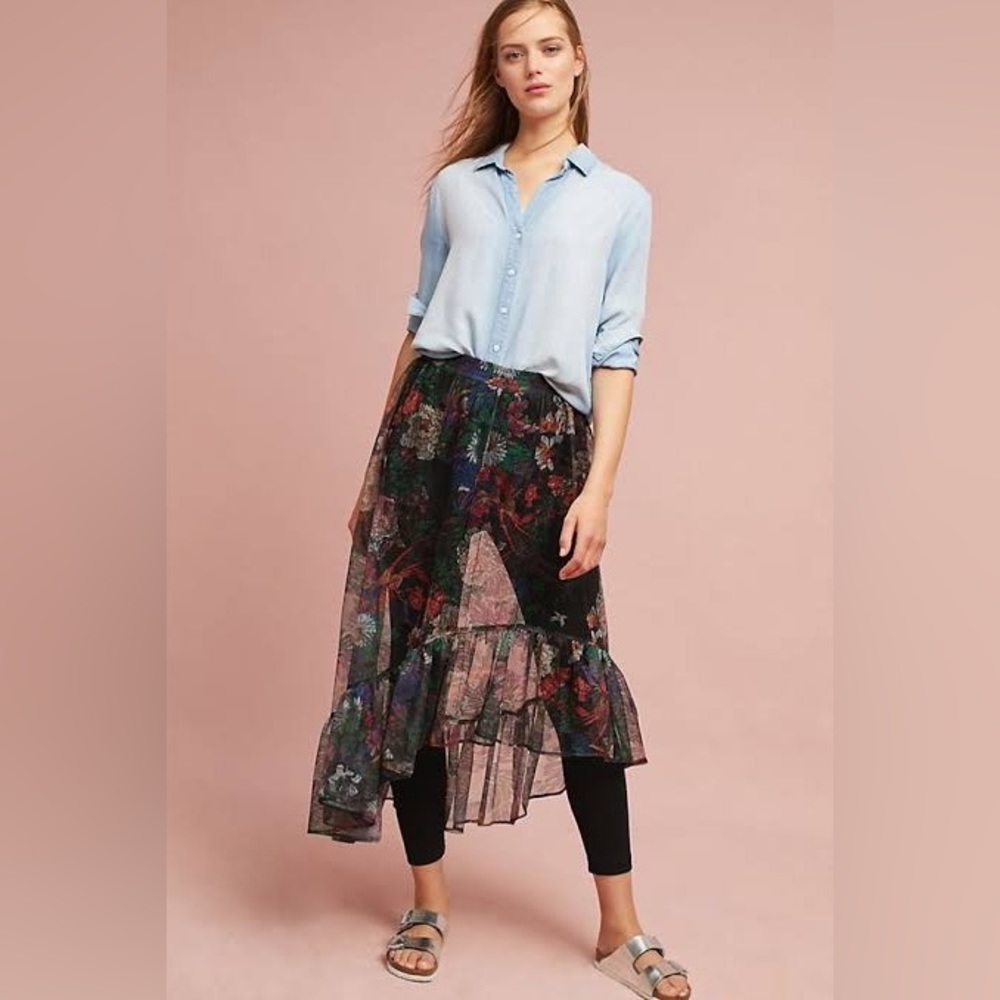 Anthropologie Maeve Floral Skirted Pants Size Small